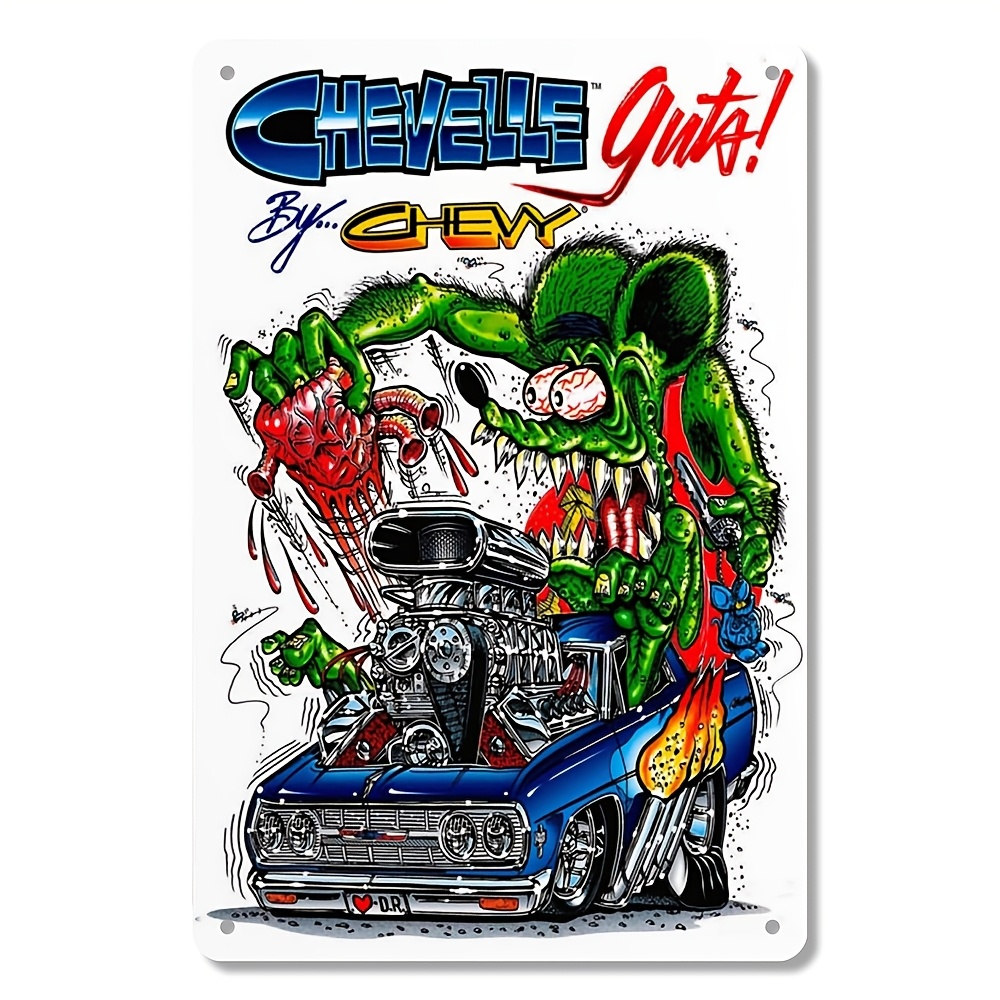 Vintage Collectible Cars - 핫로드 랫 핀크 레이싱 메탈 벽