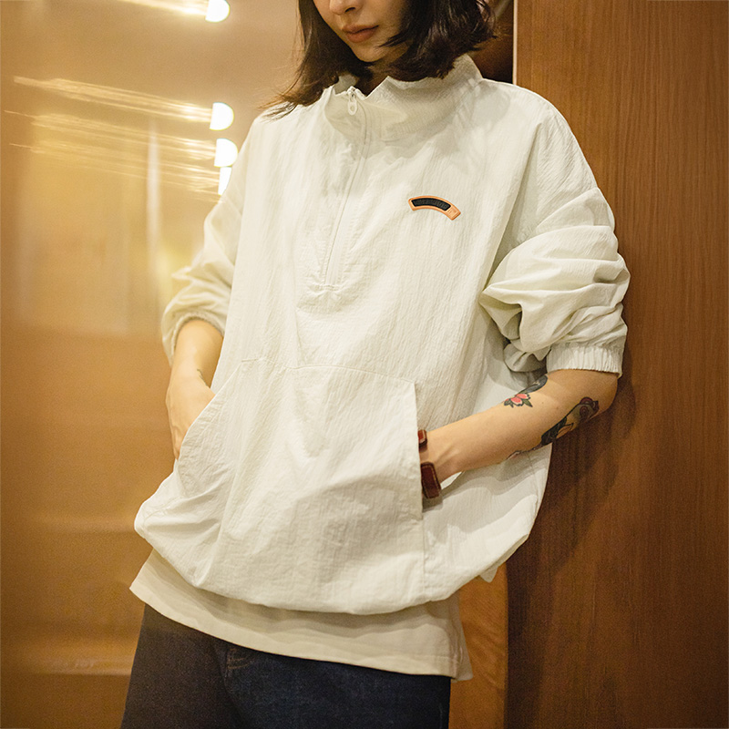 Vintage Zip Hoodie - Maden 여성용 빈티지 하프 지퍼 스탠드