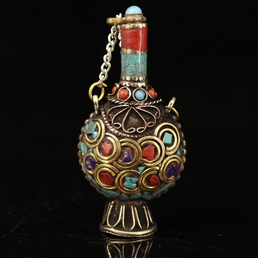 Vintage Collectible Bottles - 중국 황동 상감 보석으로 만든 스너프