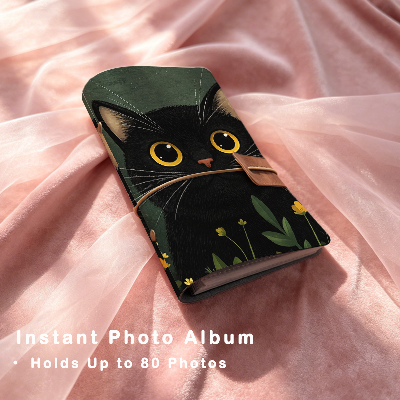 Polaroid Photo Album - 귀여운 검은 고양이 프린트 6링 리필