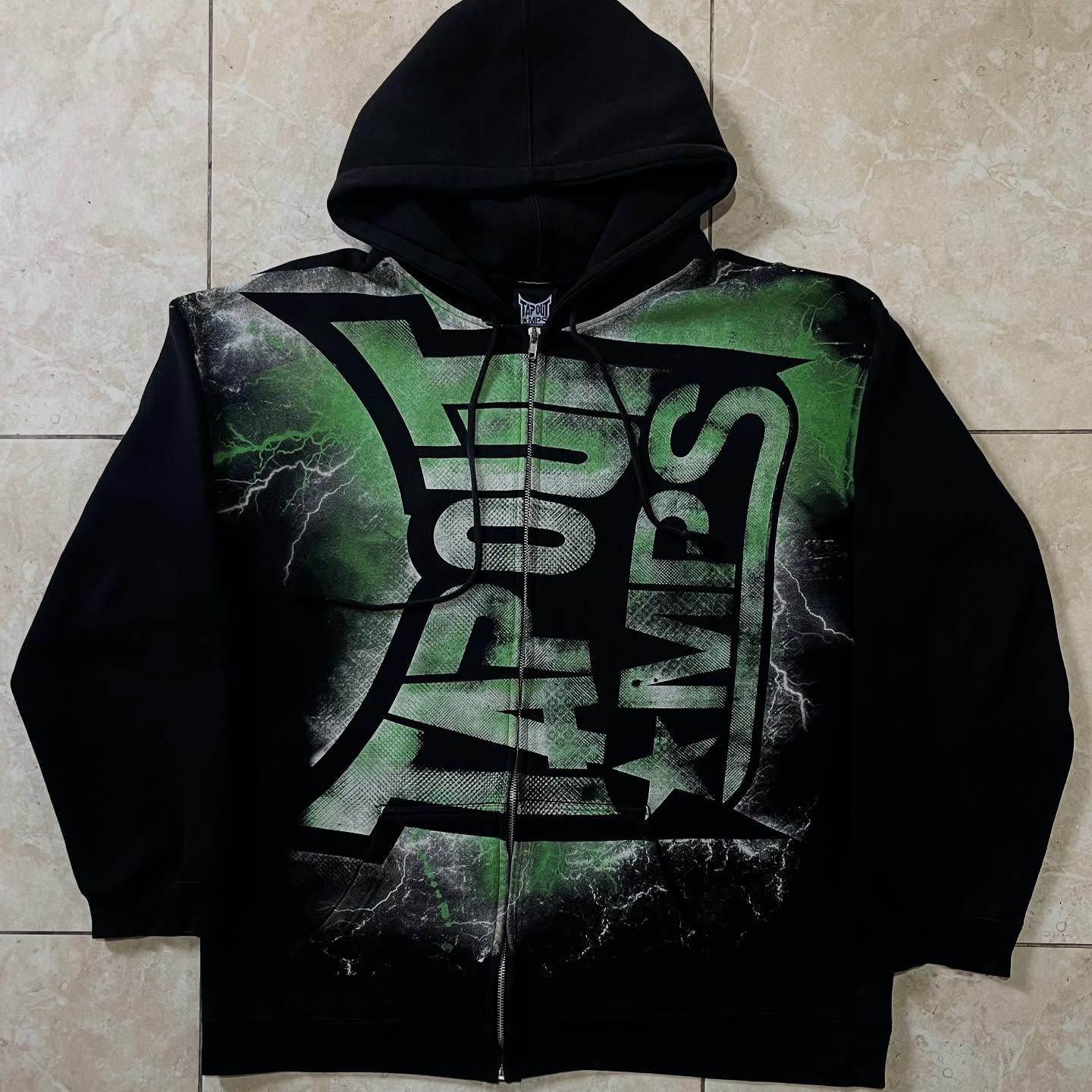 Vintage Zip Hoodie - 빈티지 그린 타포 아웃 프린트 지퍼