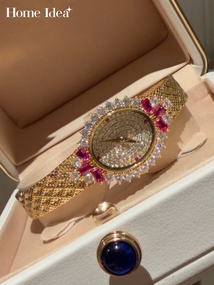 Vintage Watch Crystal - 빈티지 숙녀 타원형 모양 쿼츠 시계