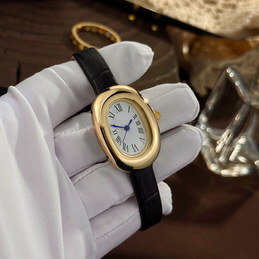여성용 신상 타원형 욕조 모양 벨트 쿼츠 시계 우아한  - Vintage Watch Crystal 리뷰 및 가격