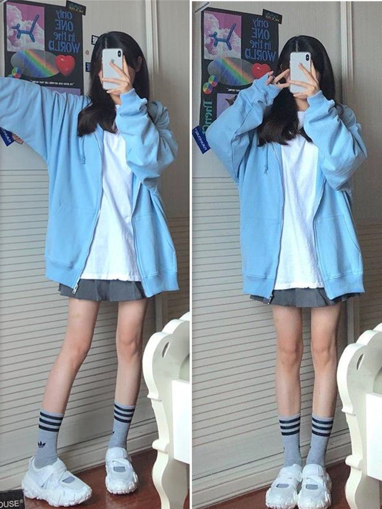 여성용 오버사이즈 후드 스웻셔츠, 한국 패션, 루즈 캐 - Vintage Zip Hoodie 리뷰 및 가격