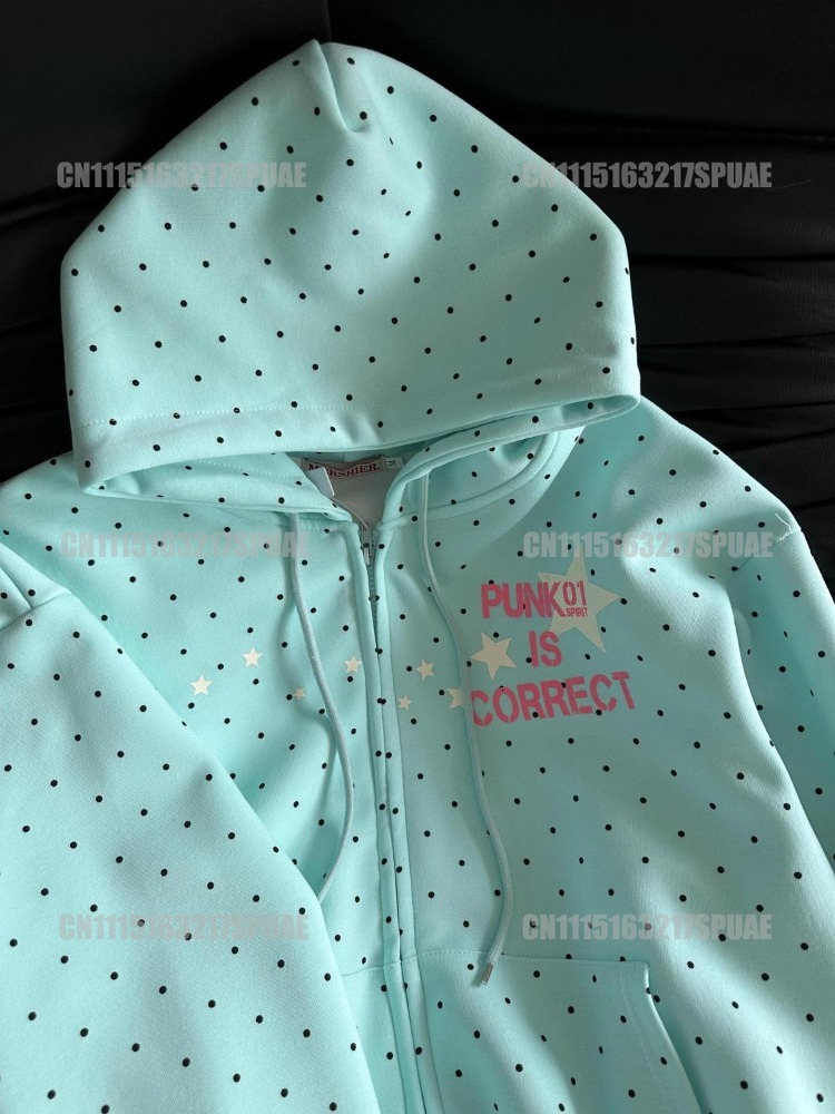 아메리칸 스타일 폴카 도트 스타 스웨트셔츠 새로운 봄  - Vintage Zip Hoodie 리뷰 및 가격