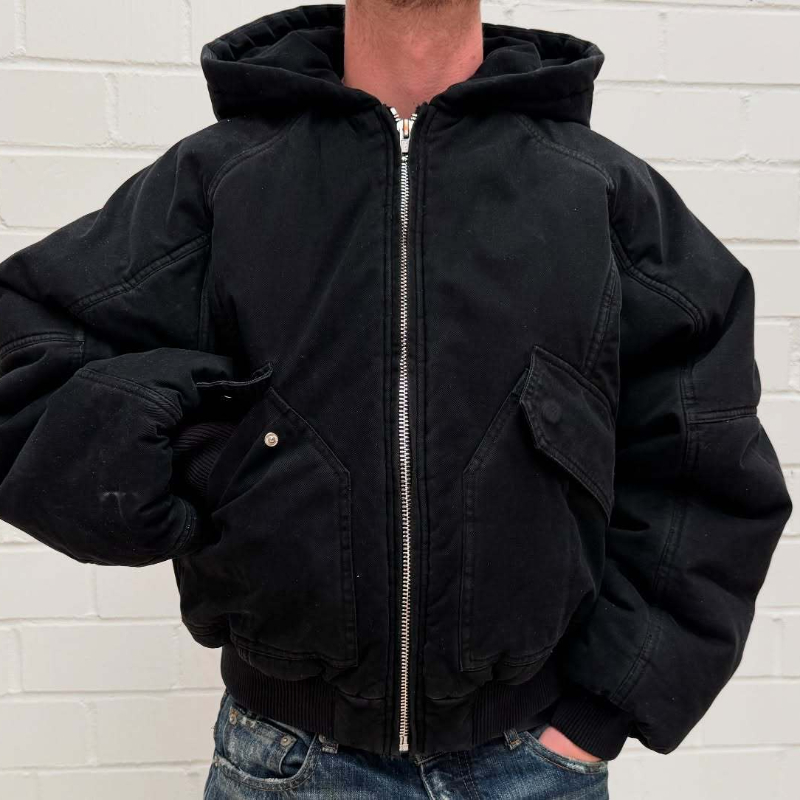 남성 대형 세척 캔버스 후드 폭격기 재킷 두꺼운 퀼트  - Vintage Zip Hoodie 리뷰 및 가격