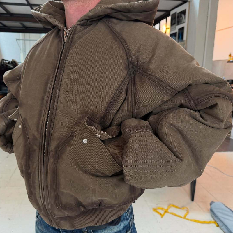 남성 대형 세척 캔버스 후드 폭격기 재킷 두꺼운 퀼트  - Vintage Zip Hoodie 리뷰 및 가격