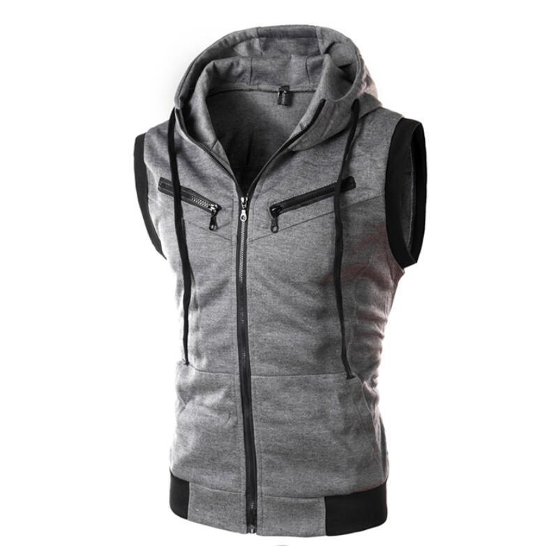 남성용 후드 민소매 조끼, 단색 슬림핏 캐주얼 카디건, - Vintage Zip Hoodie 리뷰 및 가격