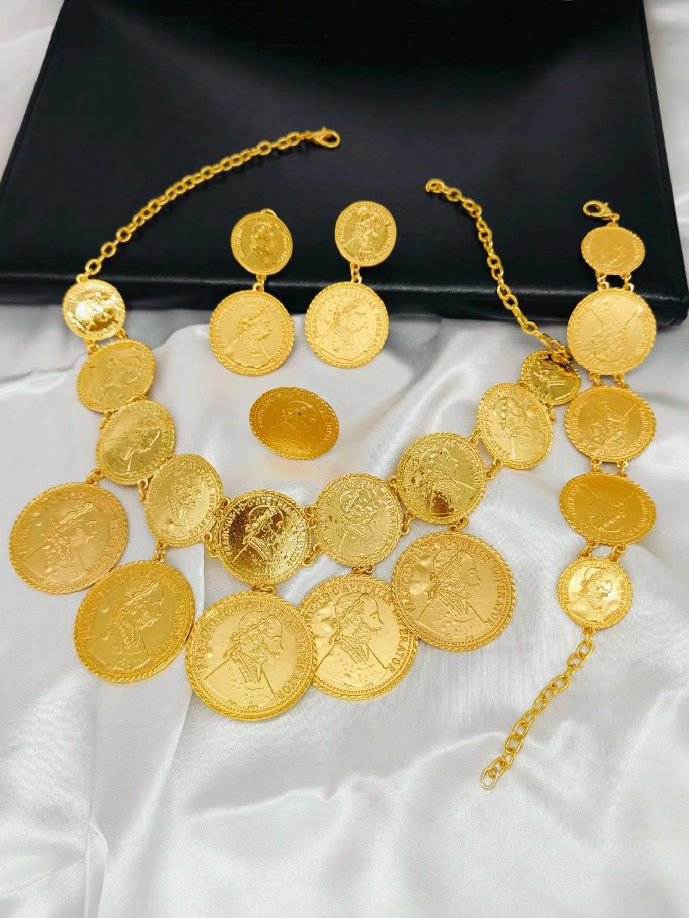 여성용 트렌디 나이지리아 두바이 골드 컬러 쥬얼리 세트 - Vintage Collectible Coins 리뷰 및 가격
