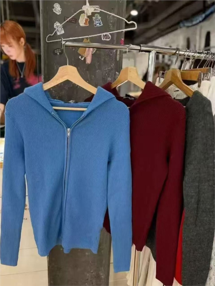 블루 니트 후드티 여성 가을 신상 빈티지 캐주얼 코튼  - Vintage Zip Hoodie 리뷰 및 가격