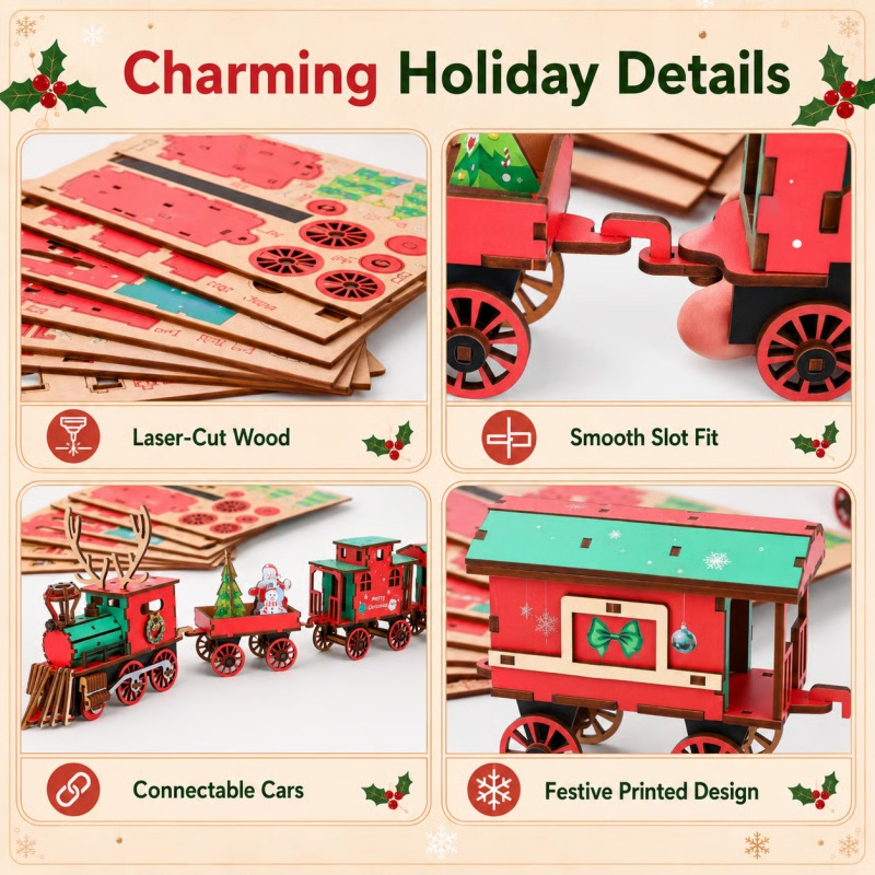 새로운 크리스마스 나무 기차 세트 DIY 수제 공예품  - Vintage Collectible Christmas Ornaments 리뷰 및 가격